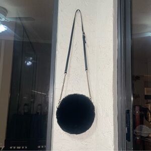 Forever 21 Black Furry Circle Crossbody Bag